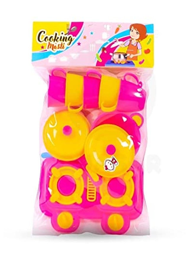 Fezeedi Kids Plastic New Game Kitchen Set Fast Food Play Set Miniture Kitchen Set Mini Kitchen Set Little Chef Cooking Pretend Play Set (Pink) - Image 2